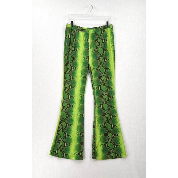 CULT GAIA X BRATZ Sheridan Pants Womens XL Green Ombre Snakeskin Flare NEW - Picture 2 of 16